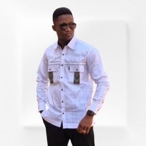Chemise Homme Blanche à Carreaux Fins