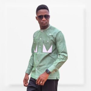 Chemise Homme Vert Chinée