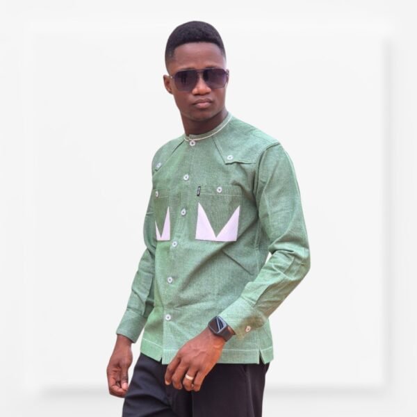 Chemise Homme Vert Chinée