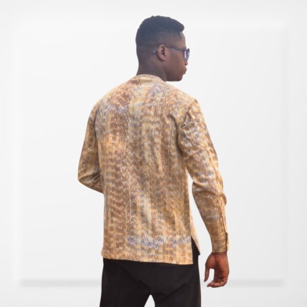 Chemise Homme à Col Mao – Motif Abstrait Texturé – Image 2