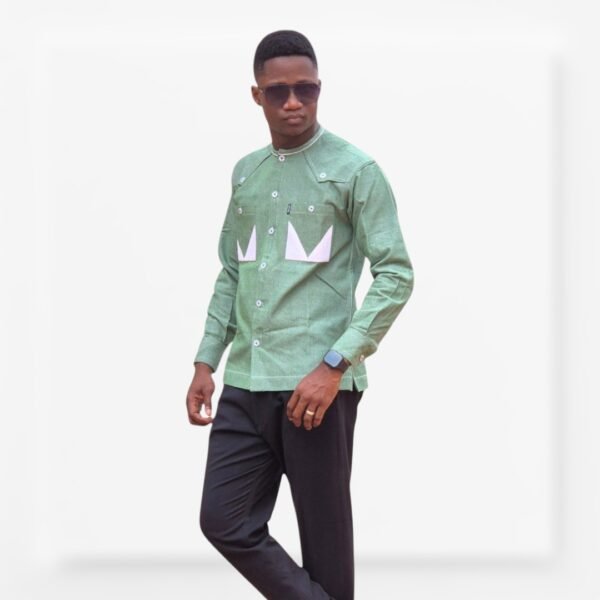 Chemise Homme Vert Chinée – Image 3