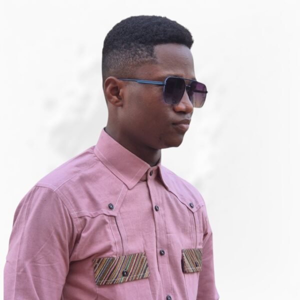 Chemise Homme Rose Pâle – Détails Rayés & Finitions Contrastées – Image 4