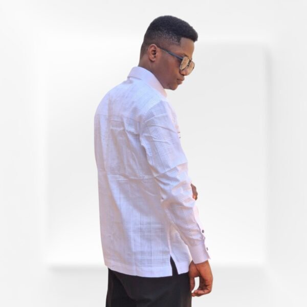 Chemise Homme Blanche à Carreaux Fins – Image 2